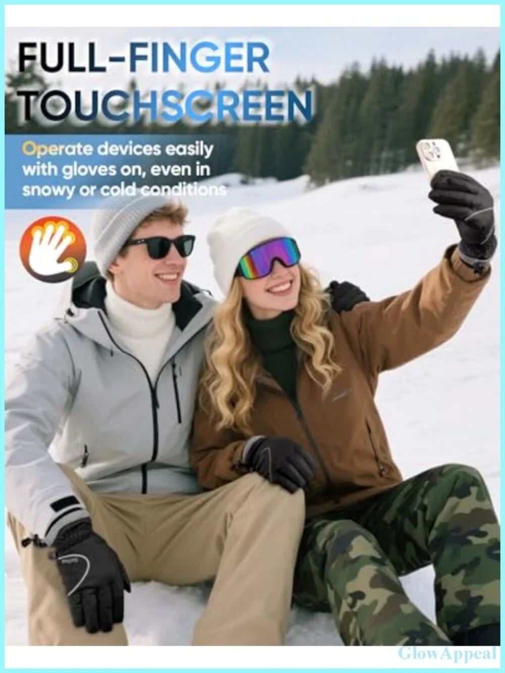 Winter Gloves for Women Men, Waterproof Windproof Touch Screen, Fleece Lined